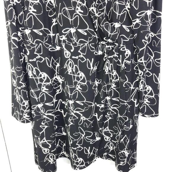 Nine West Dress Womens XL Fixed Wrap Surplice Clasp Artsy Abstract Stretchy - Picture 4 of 9
